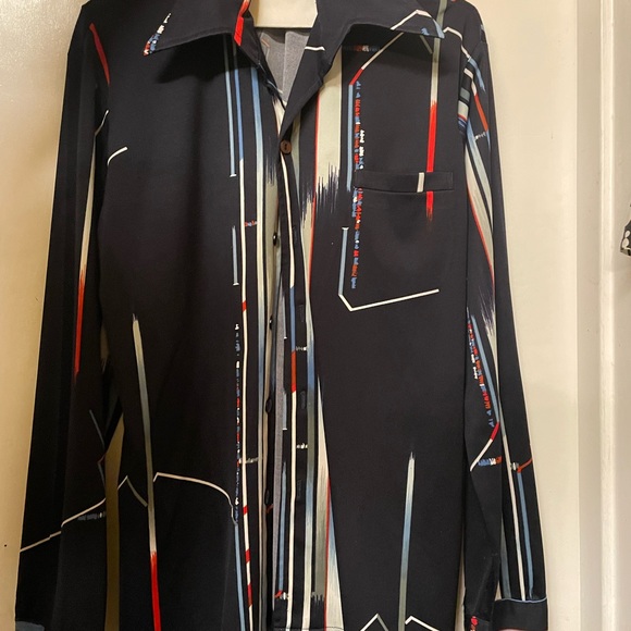 real 70's Vintage Shirt with large collar - Picture 4 of 5